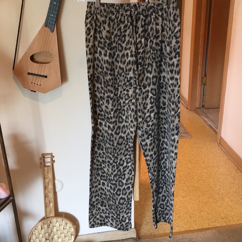 Leopard Print Casual Full Length Pants